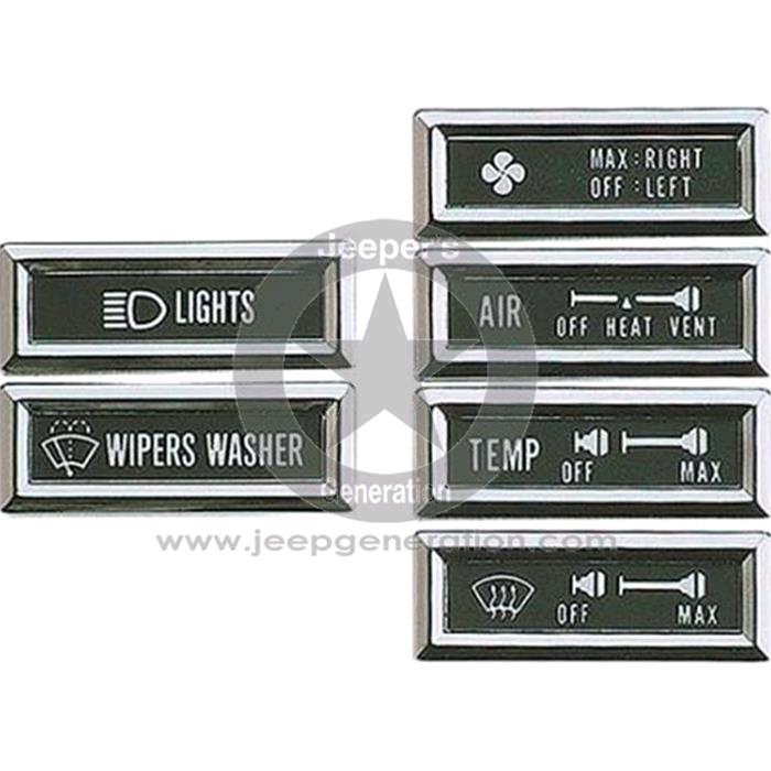 1976-86 Indicatori luminosi cruscotto, kit 6 pezzi CJ