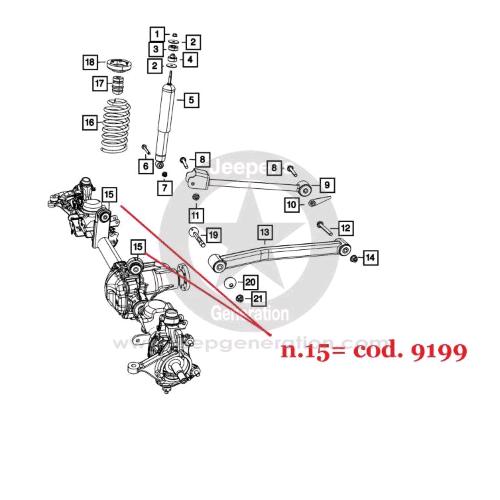 2007-18 Gommino silent block ponte anteriore attacco braccio superiore dx=sx JK